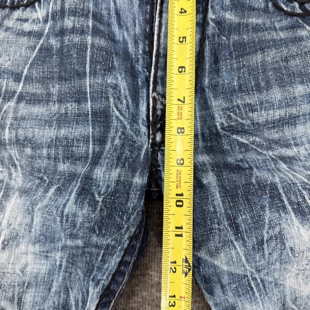 True Religion Ricky Super T Straight Leg Jeans Mens Size 33 Whiskered Wash USA